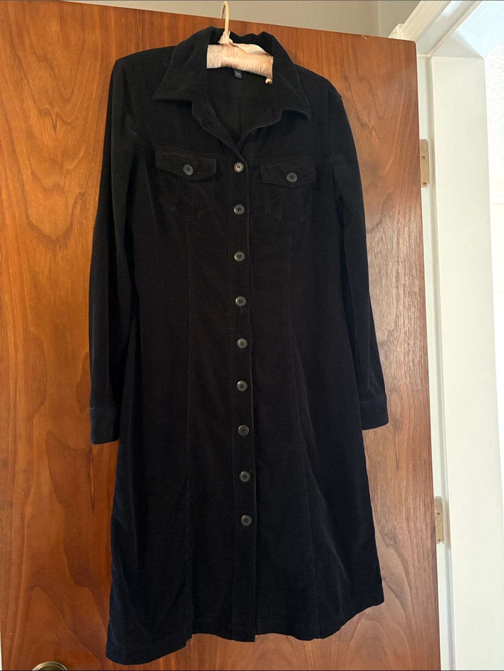 Jacob Black Long-Sleeve Button-Front Cordory Shirt Dress